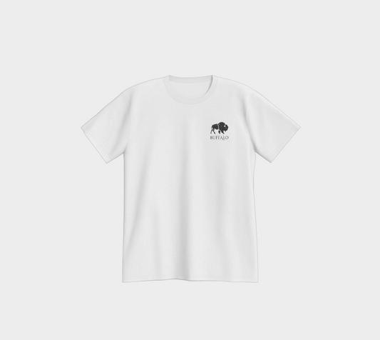 Buffalo Relations Premium Tee - White & Black, Corner Logo