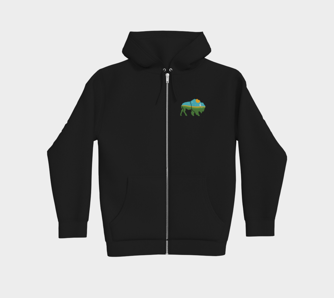 Buffalo Relations Premium Zipper Hoodie - Black - Corner Logo
